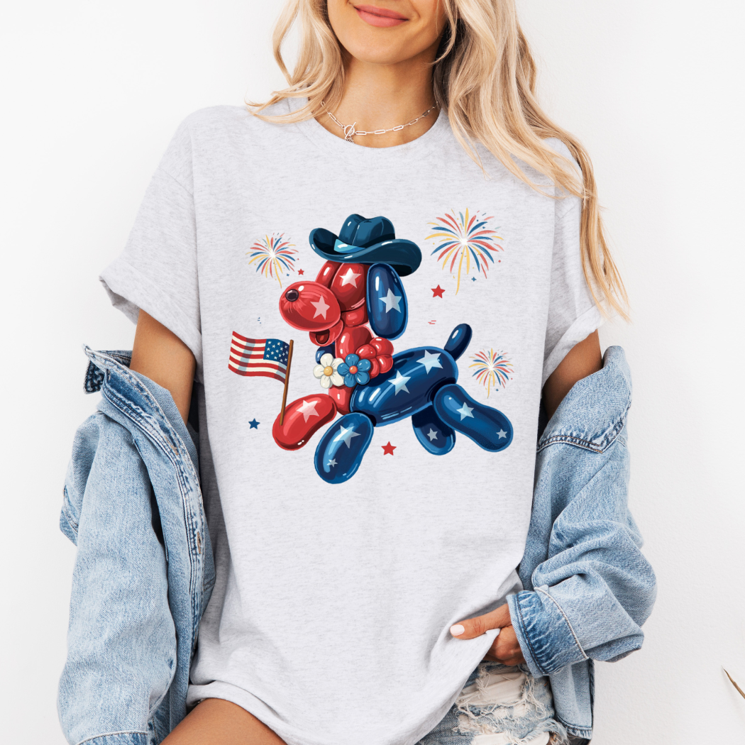 USA Balloon Dog 4th of July Tee