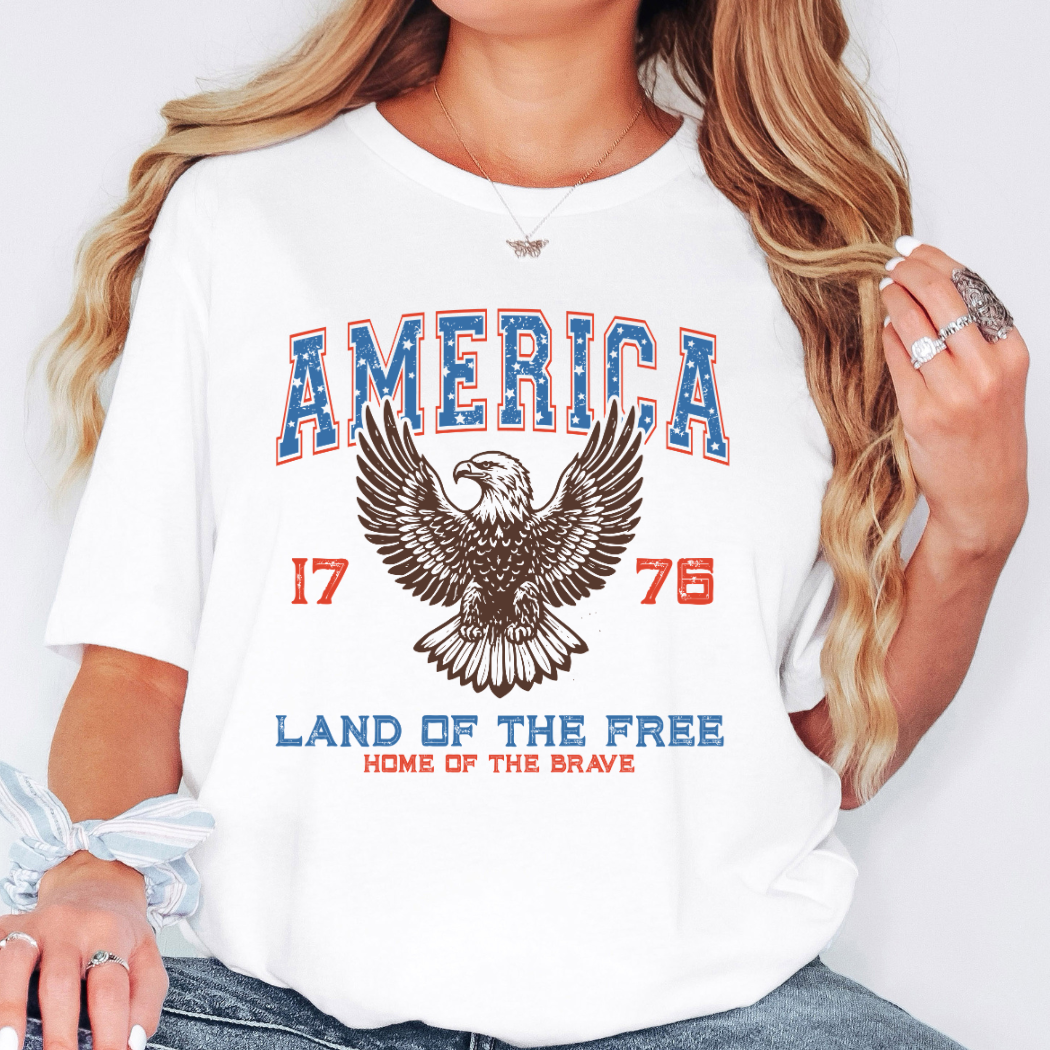 America Land Of The Free Home Of The Brave 4th of July Tee