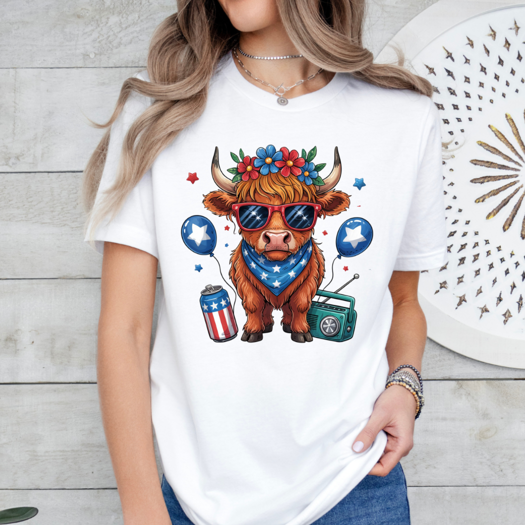 Cute Baby Cow 4th of July Tee
