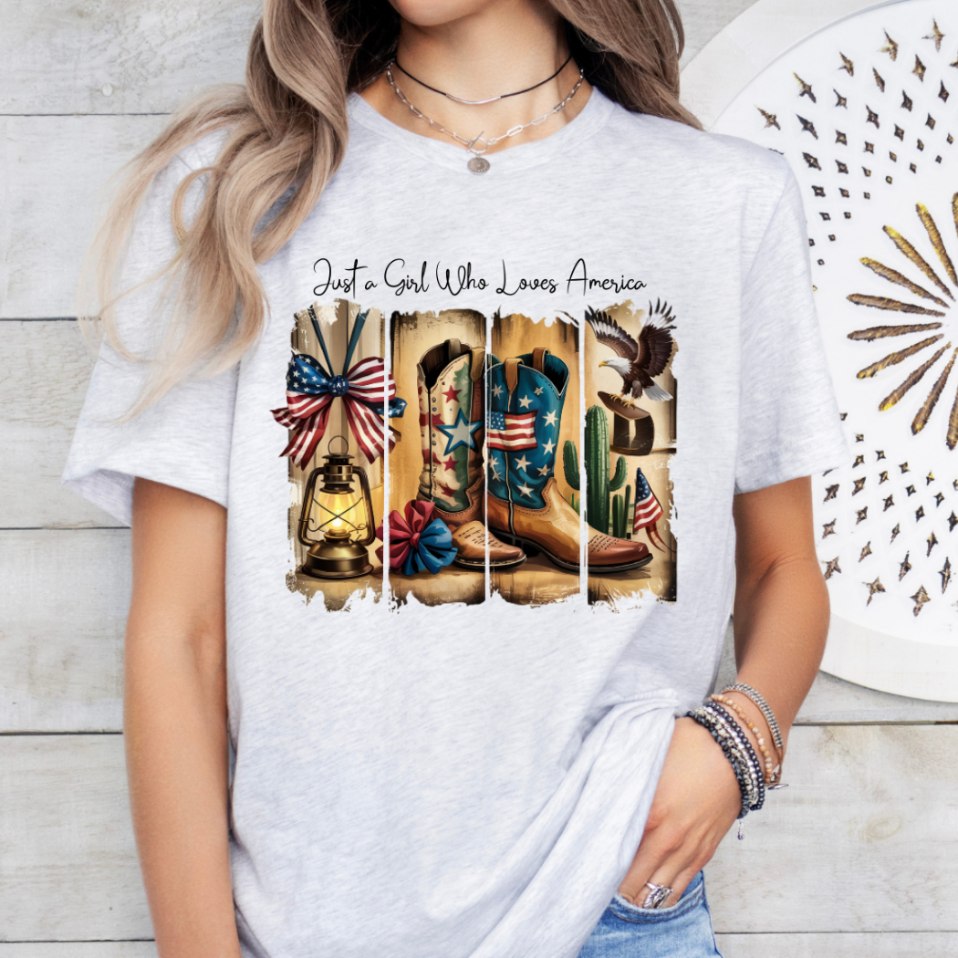 Just A Girl Who Loves America 4th of July Tee